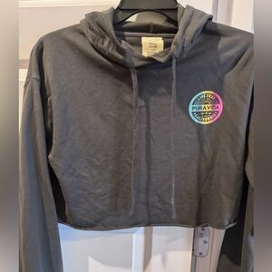 Pura Vida Charcoal Hoodie with Rainbow Logo